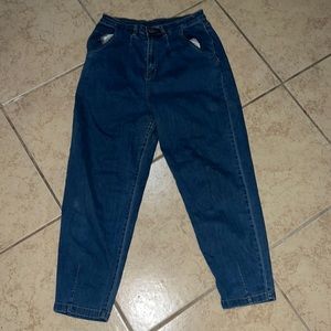 Blue High-Waist Loose Denim Mom Jeans